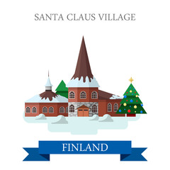 Santa Claus Village Residence Finland flat vector attraction