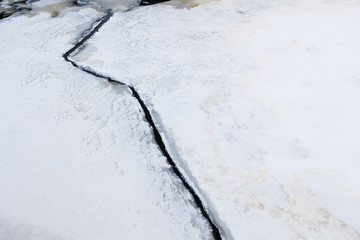 Ice crack nature close-up