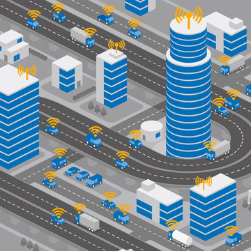 Wireless network of vehicle image illustration, Connected Car, Intelligent Car