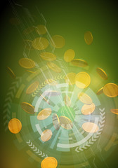 virtual currency, real money trade, finance technology, abstract image, vector illustration