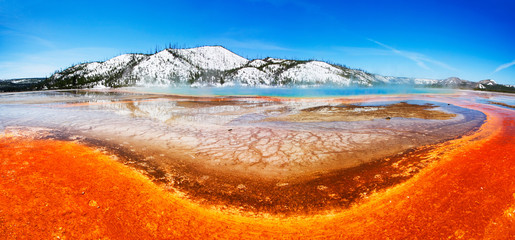 Colorful Yellowstone Pool (Grand Prismatic Springs) - Yellowstone National Park, Wyoming