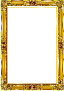 gold photo frame floral for picture, vector