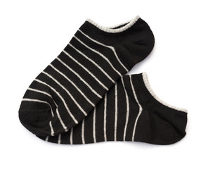 black stripes socks on a white background