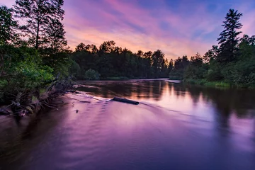 Fototapete Rund Sonnenuntergang am Namekagon-Fluss © troutnut