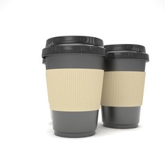 Three paper coffee cups