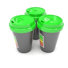 Three paper coffee cups