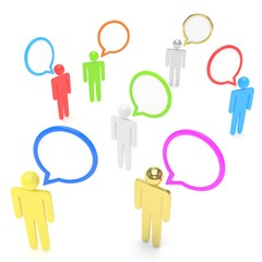 people with talk bubbles isolated over a white background