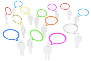 people with talk bubbles isolated over a white background