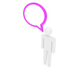 3d man with talk bubbles isolated over a white background