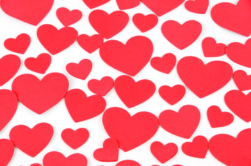 red hearts shape isolated on white background