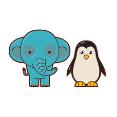 Elephant & Penguin. Cute Animal Illustration 1