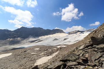 Mountain glacier panorama in Hohe Tauern Alps, Austria