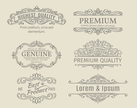  Banners Labels Frames Calligraphic Design Elements 