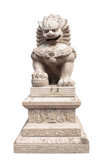 Chinese Imperial Lion Statue, Isolated With Clipping Path