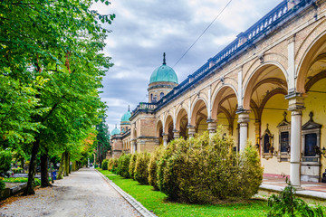 Zagreb mirogoj cemetary arcades view, capital of Croatia