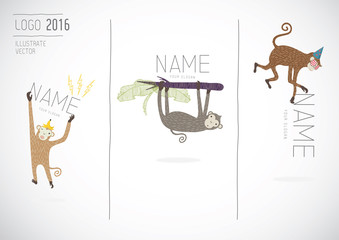 Chinese Year of Monkey in 3 characters vector.
