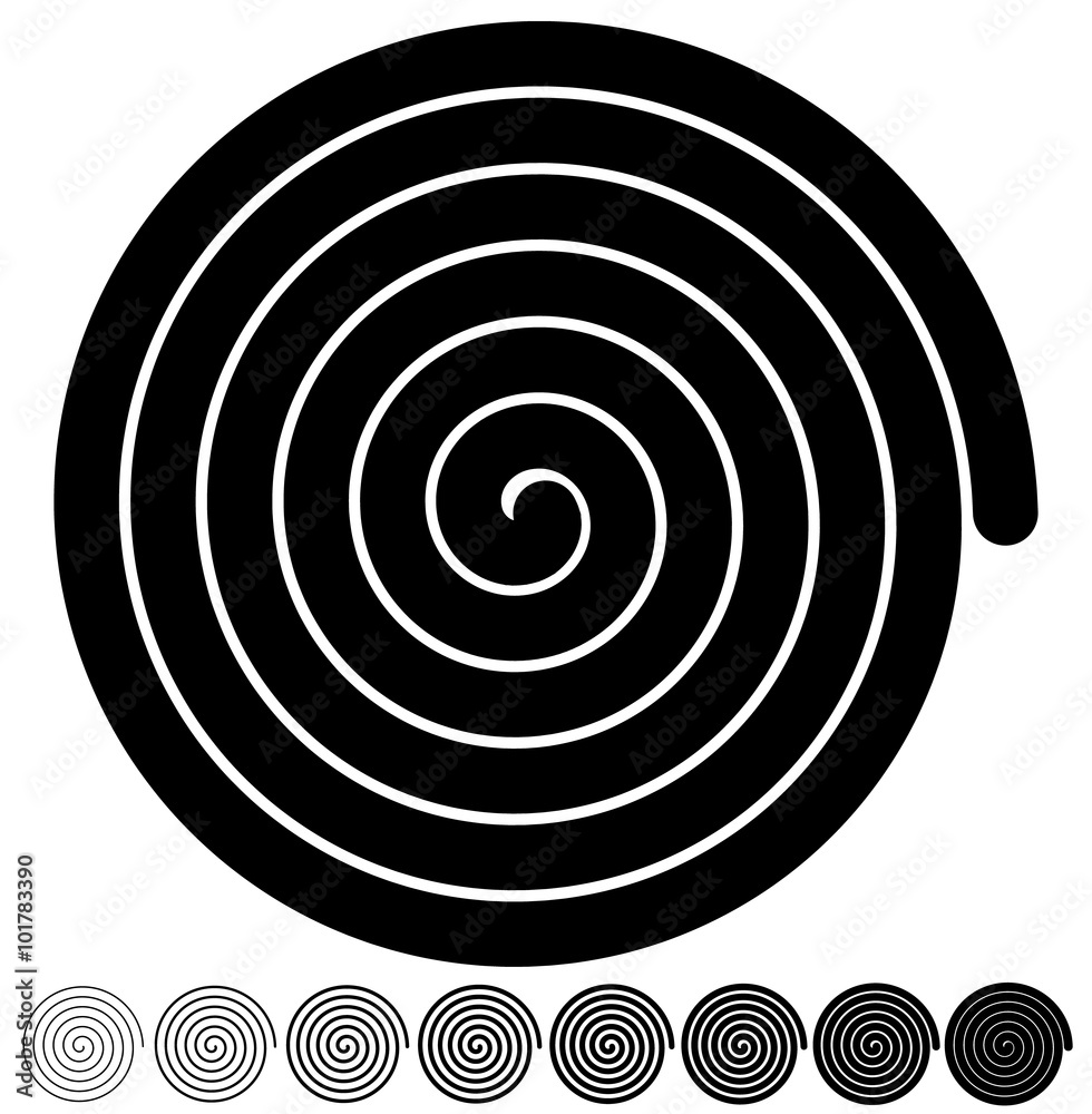 Poster archimedean, arithmetic abstract spiral set on white
