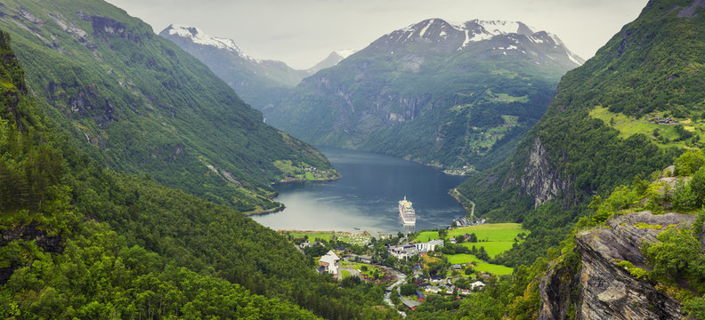 Panoramic View On Norway Mountain Landscape