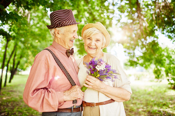 Giving flowers to valentine