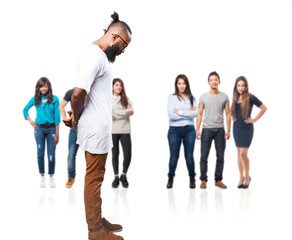 Obraz premium black man standing over white
