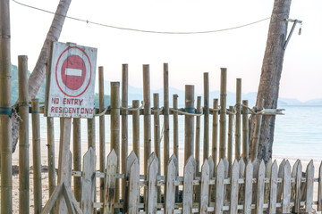 No entry resident only sign on the private beach at koh wai isla