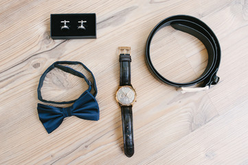 belt, watches, Cufflinks and bow tie