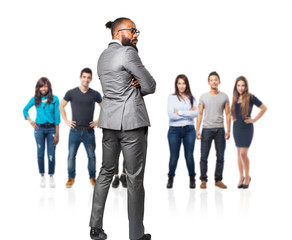 full body business black man backward