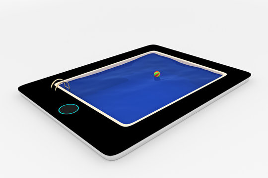Tablet with swimming pool