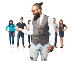 Obraz premium business black man holding gesture
