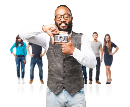 business black man with a camera