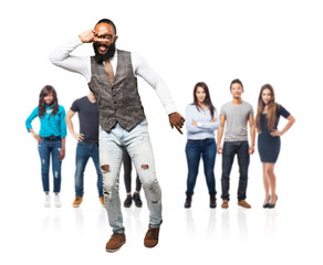 Obraz premium full body cool black man dancing