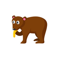 Bear eating honey cartoon icon 