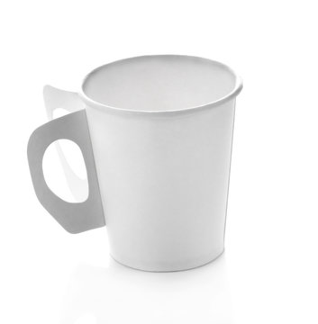 Cup paper coffee on white background