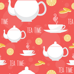 Tea time seamless pattern background