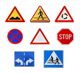 Several road sign isolated on white