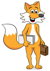 Geschäfts Fuchs mit eier Aktentasche und Akten