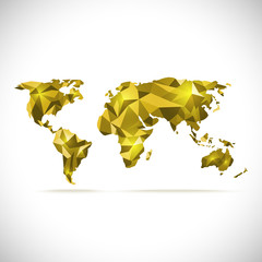 vectors World Map polygonal precision low-poly gold