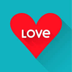 Heart with long shadow. Love and valentine's day theme.