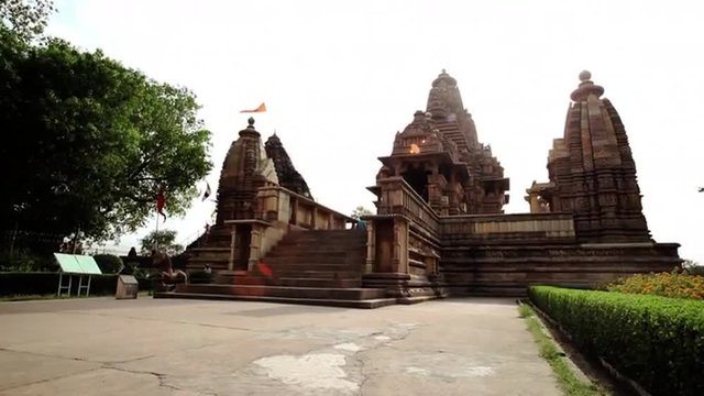 Locked-on shot of a temple, Khajuraho Group Of Monuments, Khajuraho, Madhya Pradesh, India