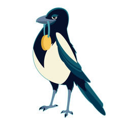 Magpie with medal