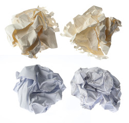 collection of paper ball on white background