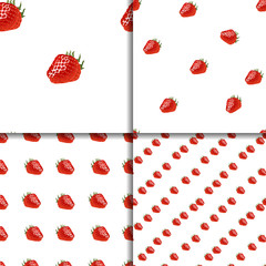 Seamless pattern set with strawberry