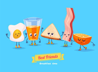 Set of breakfast characters. Vector cute cartoons  - 101797742