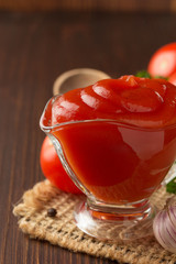 tomato sauce on wood