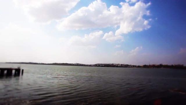 Pan shot of a lake, Bhopal, Madhya Pradesh, India