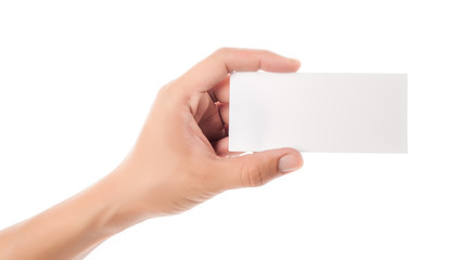 Obraz premium collection of hand holding paper isolated on white background