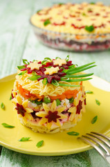 Vegetable salad with spring decoration