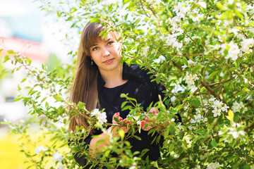 Beautiful Spring Girl with flowers