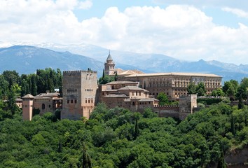 Fototapeta na wymiar View of the Alhambra Palace, Granada.