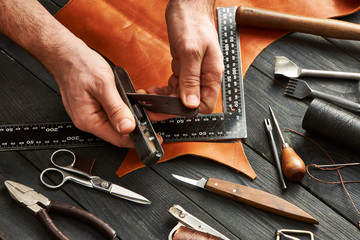 Man working with leather